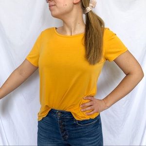 Yellow Open Twist Back Tee